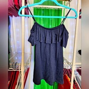 LILLY PULITZER XXS NAVY BLUE COLD SHOULDER BLOUSE